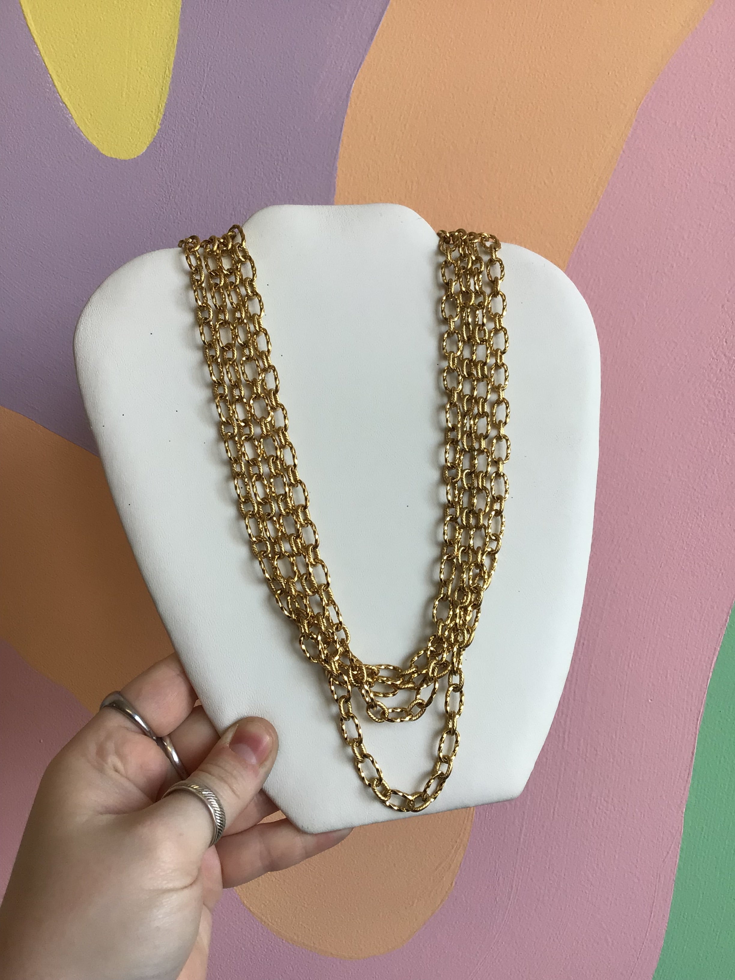 Stainless Steel Textured Chunky Necklace