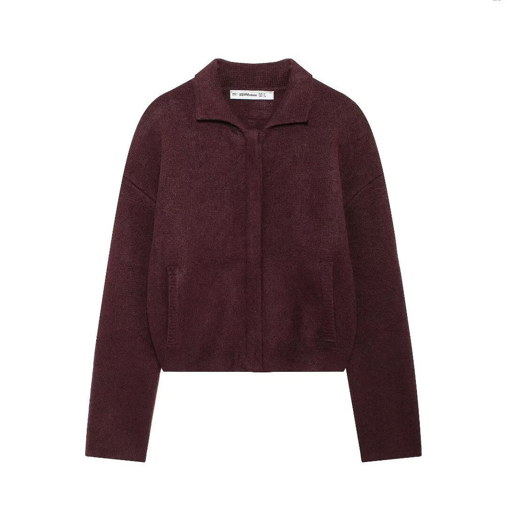 Plain Stitch Bomber Jacket Outer Women's Clothing