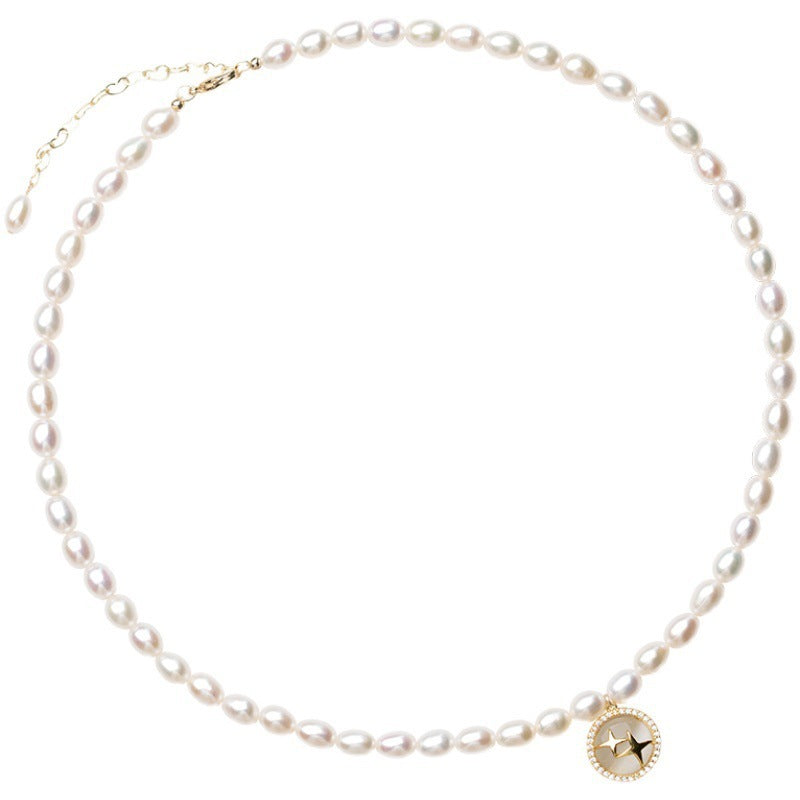 Baroque Natural Pearl Necklace Women's Opal Starlight Pendant
