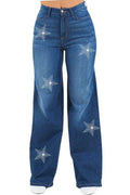 Star Rhinestones Wide Leg Jean
