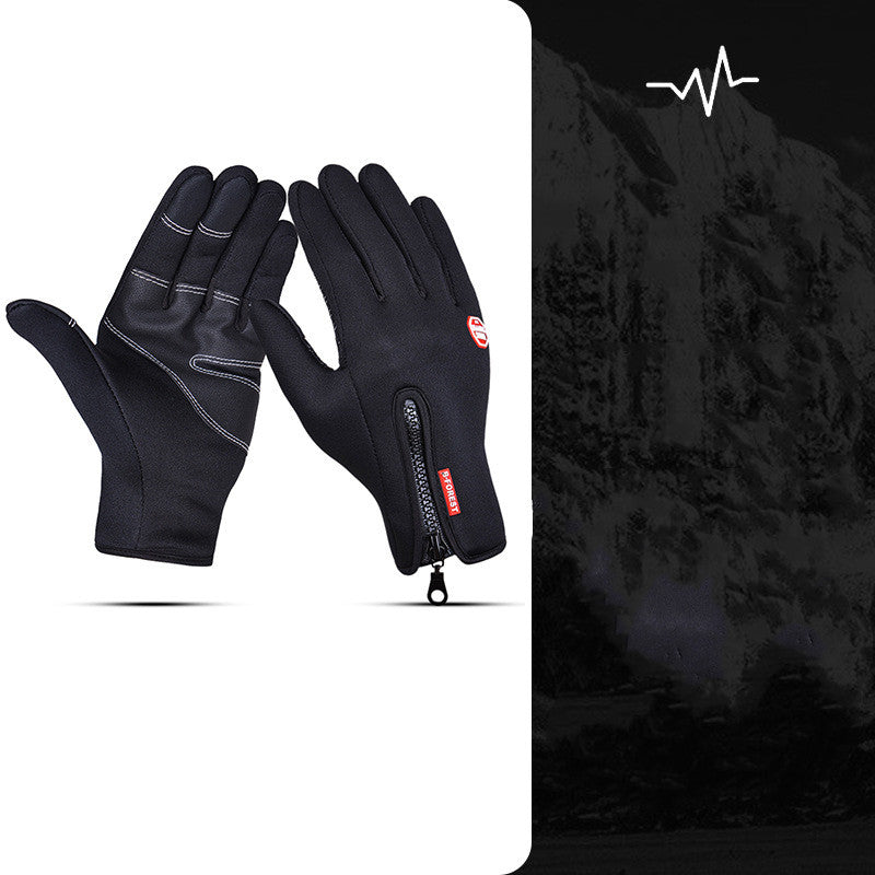 Fall And Winter Men's And Women's Plus Velvet Touch Screen Warm Riding Windproof Gloves