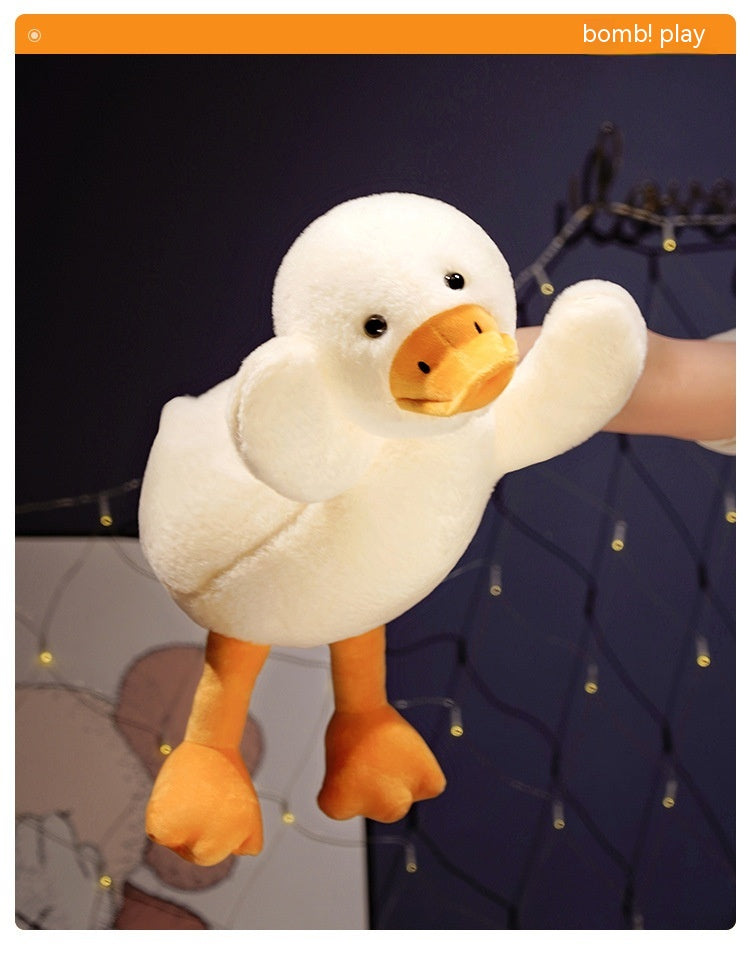 Lying Big White Duck Feather Plush Toy Soft And Adorable Pillow