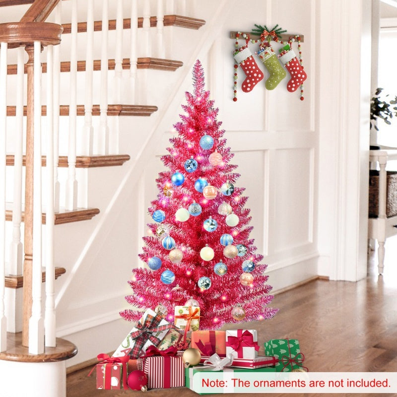 4 Ft Red Artificial Christmas Tree With 50 Lights And 112 Branch Tips Mini Holiday Party Xmas Tree