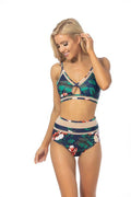 FLORAL PRINT MESH INSERTS BIKINI SET