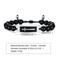 Curved Cross Beaded Bracelet with Black Agate & Tiger Eye