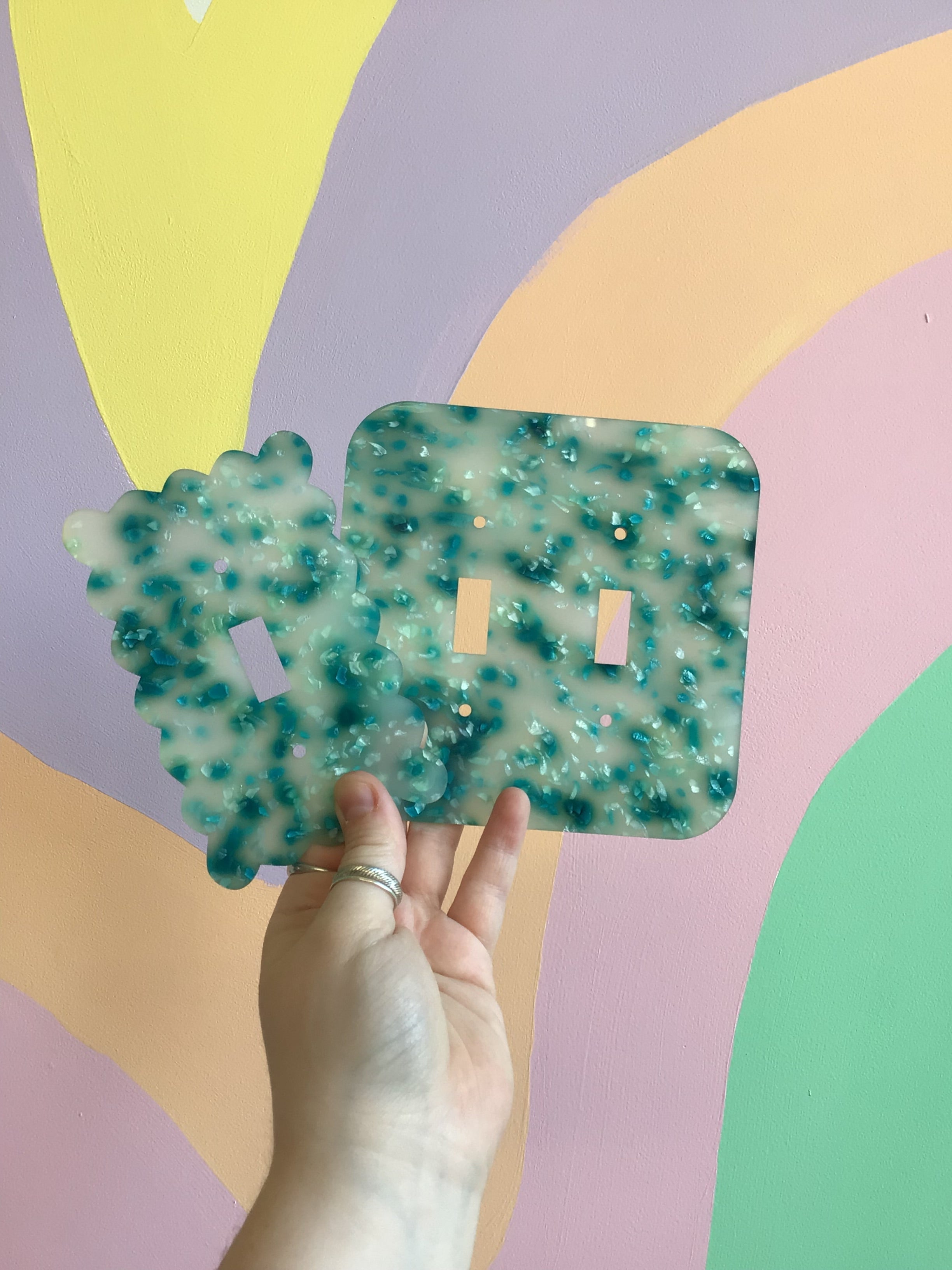 Teal Terrazzo Outlet Covers