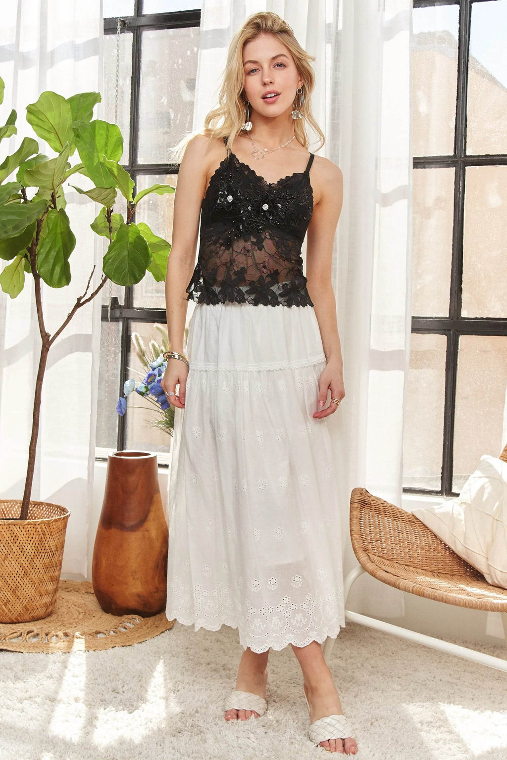ADORA Rhinestone Accent Lace Bralette Top
