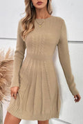 Knit Cross Strip Self Fit Solid Sweater Dress