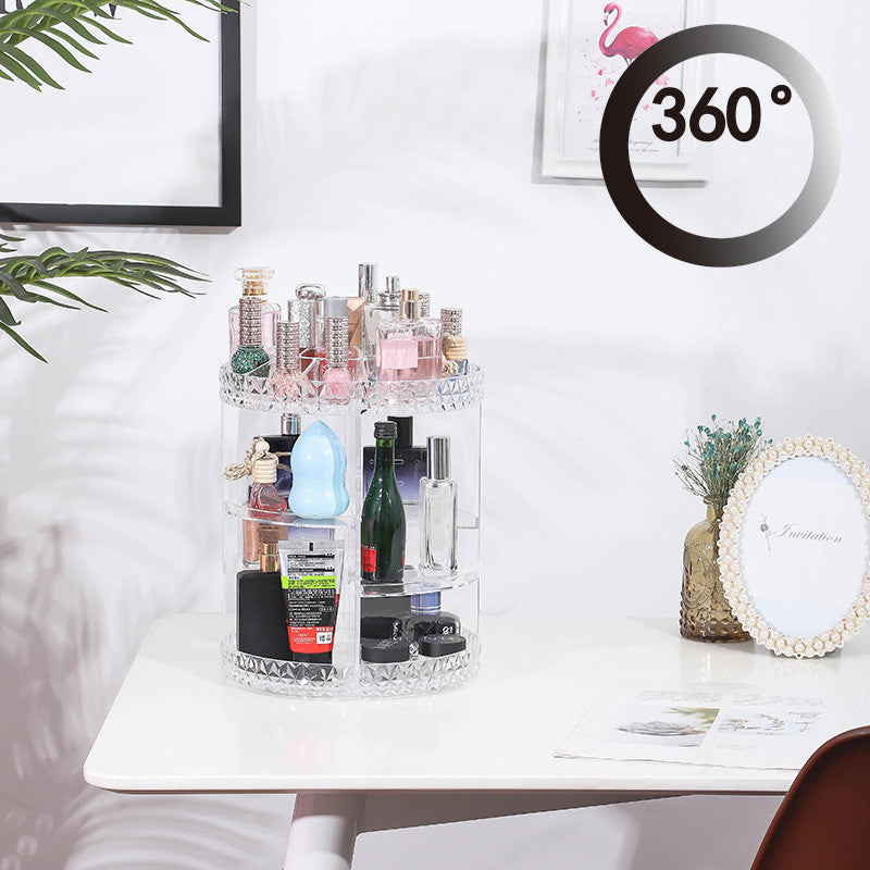 Diamond Pattern Cosmetic Storage Box 360 Rotating Storage Box