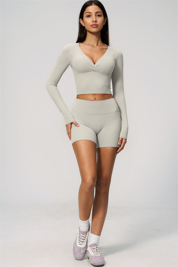 The Lox Long Sleeve Crop top Shorts 2-Piece Set