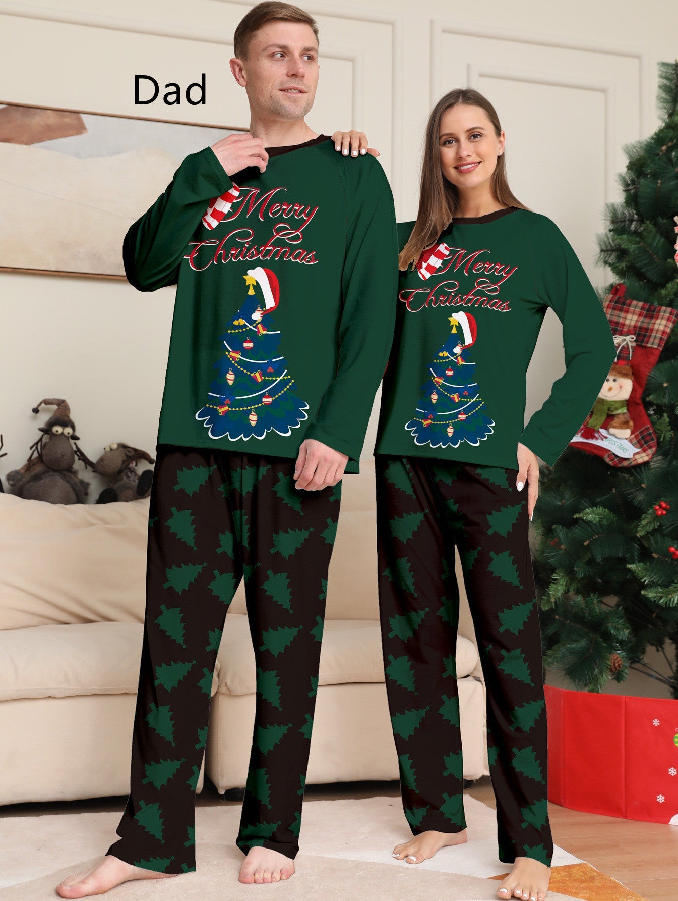 Tree Printed Long-sleeved Homewear Pajamas