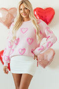 Valentine Heart Bubble Sleeve Baggy Sweater