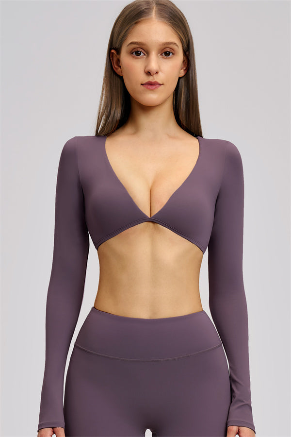The Zestful Long Sleeve Crop Top Leggings 2-Piece Set