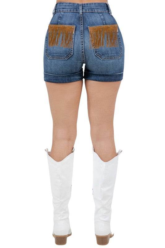 Willow Denim Fringe Short in Dark Wash