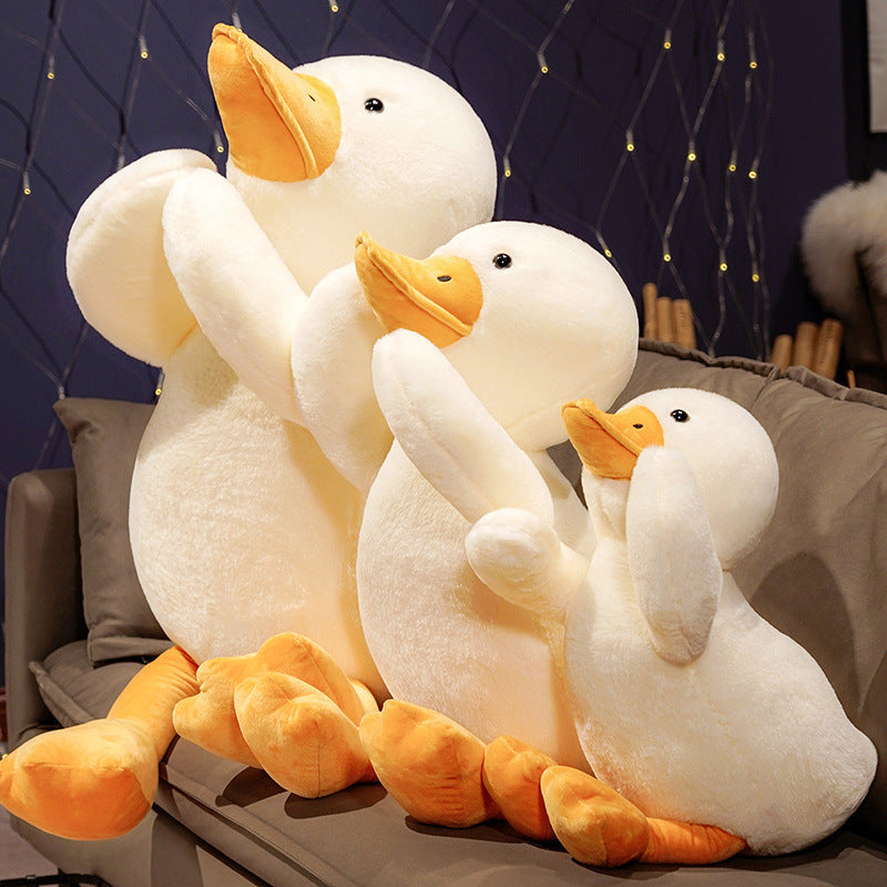 Lying Big White Duck Feather Plush Toy Soft And Adorable Pillow