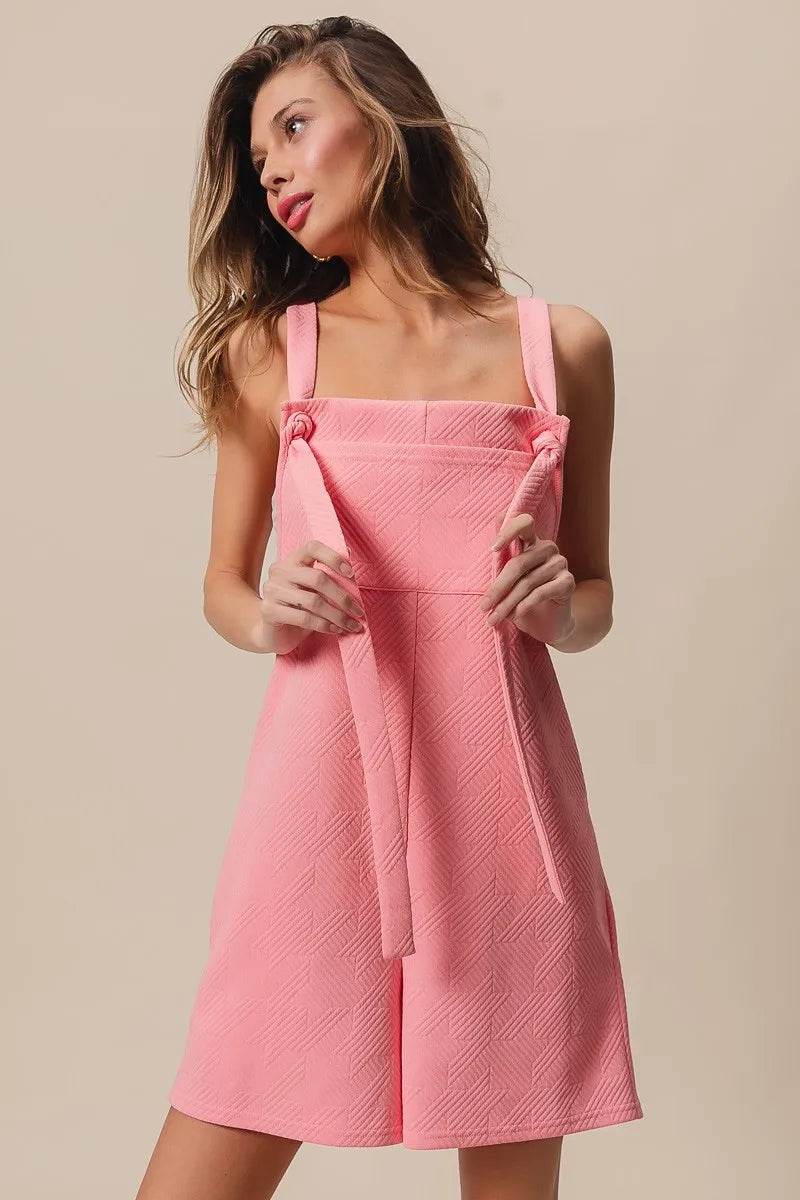 BiBi Texured Jacquard Romper with Side Pockets