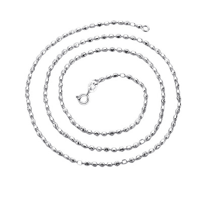 Sterling Silver Moon Beads Hexagon Beads Necklace For Women