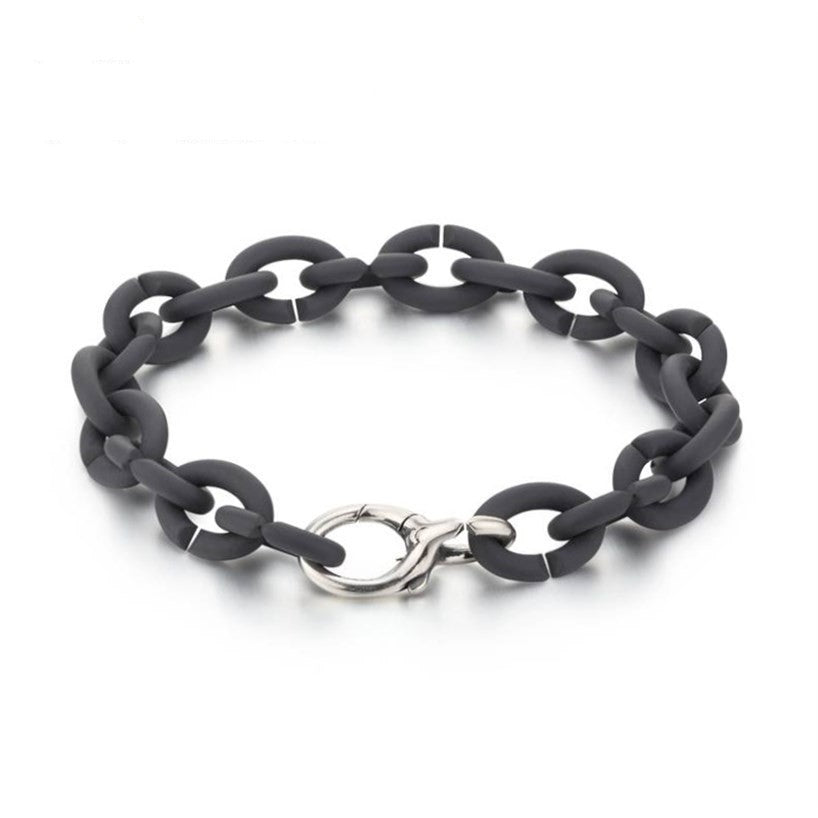 Basic Style Graphite Silver Bracelet