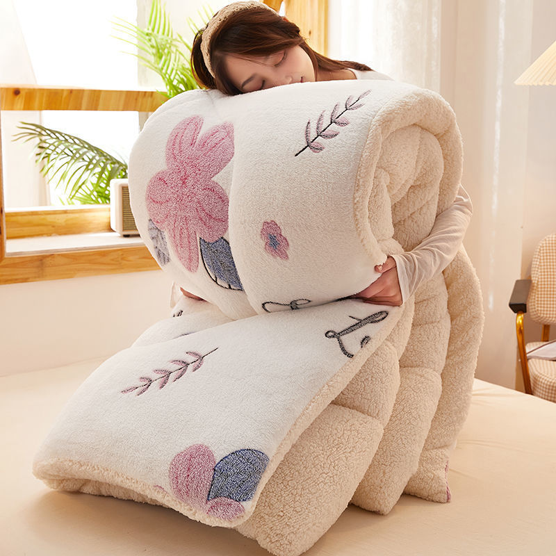 Winter Thick Quilt - Lamb Velvet Double Quilt Core for Dormitory Single Bed (100x150cm to 200x230cm)