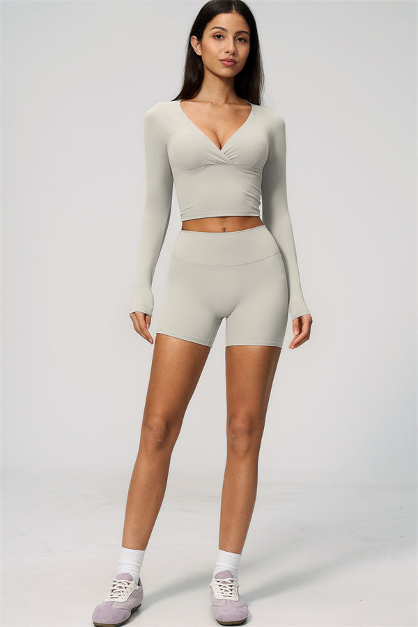 The Lox Long Sleeve Crop top Shorts 2-Piece Set