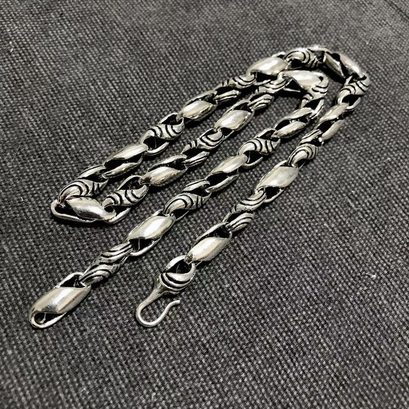 Men's Personality Punk Striped Sterling Silver Necklace
