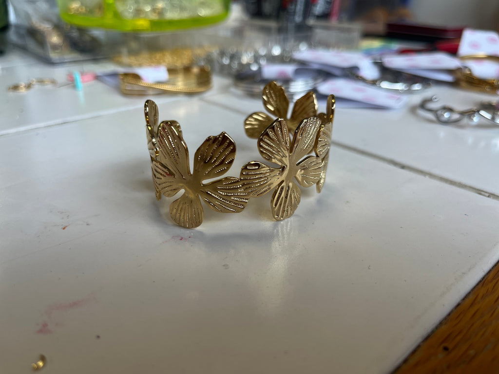 Tropical Flower Cuff Titanium Bracelet