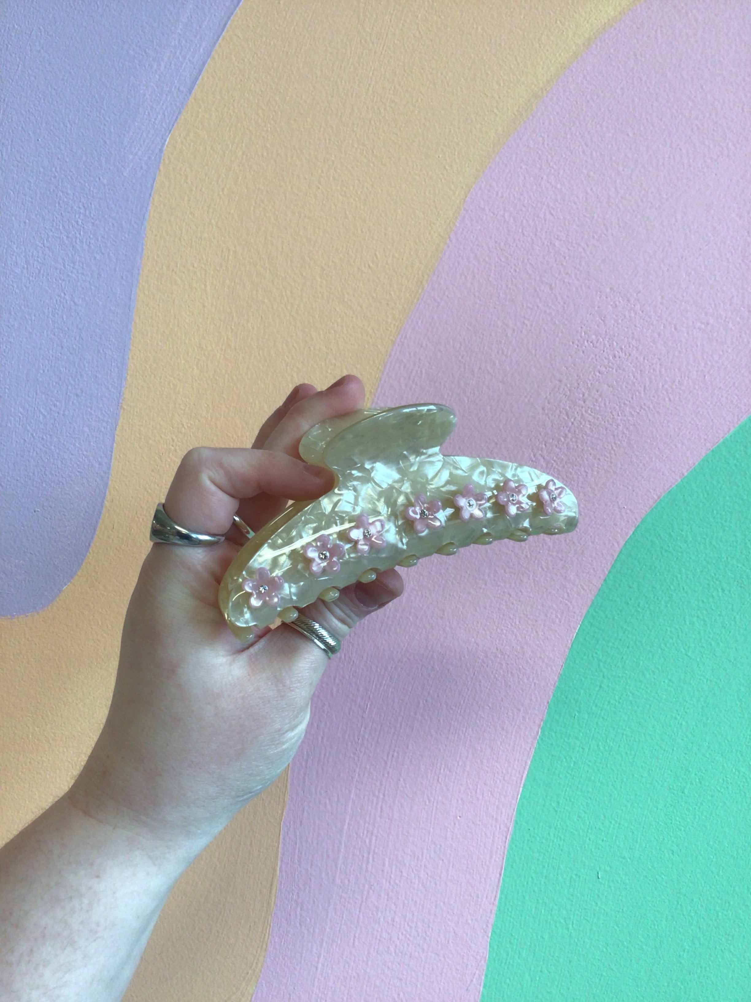 Appliqué Flower Hair Claws