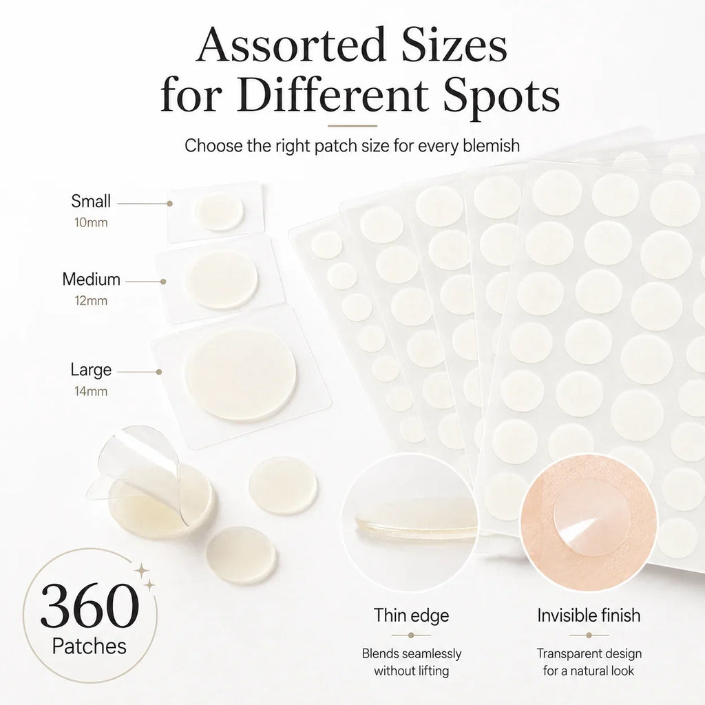 360pcs Face Acne Patch Invisible Skin Care Pimple Acne Patches Anti-inflammatory Healing Absorbing Spot Sticker Covering Acne