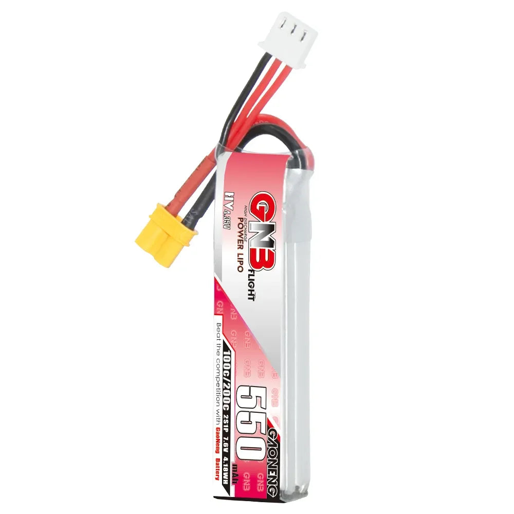 GNB 2S 7.6V 550mAh 100C/200C HV Lipo Battery For Happymodel FPV Racing Cine Whoop BetaFPV RC Drone With XT30U-F Plug