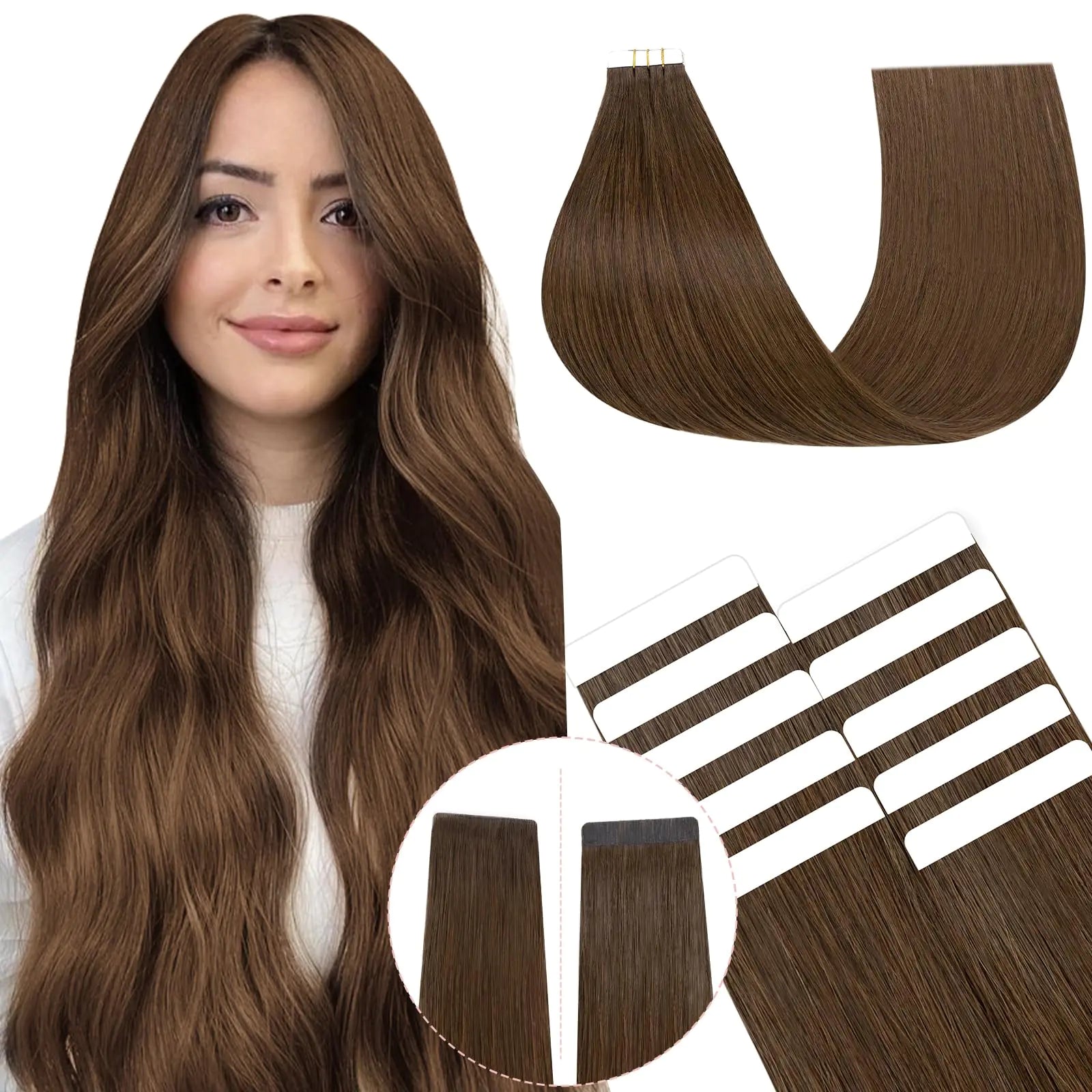 SEGO Pro 10pcs Injection Tape in Hair Extensions Human Hair Straight Injected Tape in Hair Extensions Seamless Tape in Hair Extensions Insert Hair