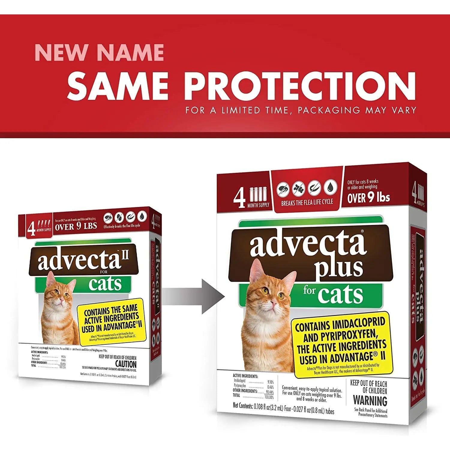 Advecta Plus Flea Protection Squeeze-On for Cats Over 9lbs 4CT