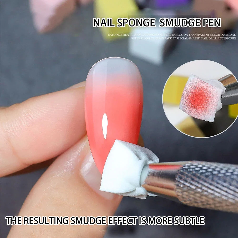 100pcs Gradient Sponge Brush Nail Art Sponge Set for DIY Nail Art Gel Polish Brush Glitter Powder Manicure Accessory