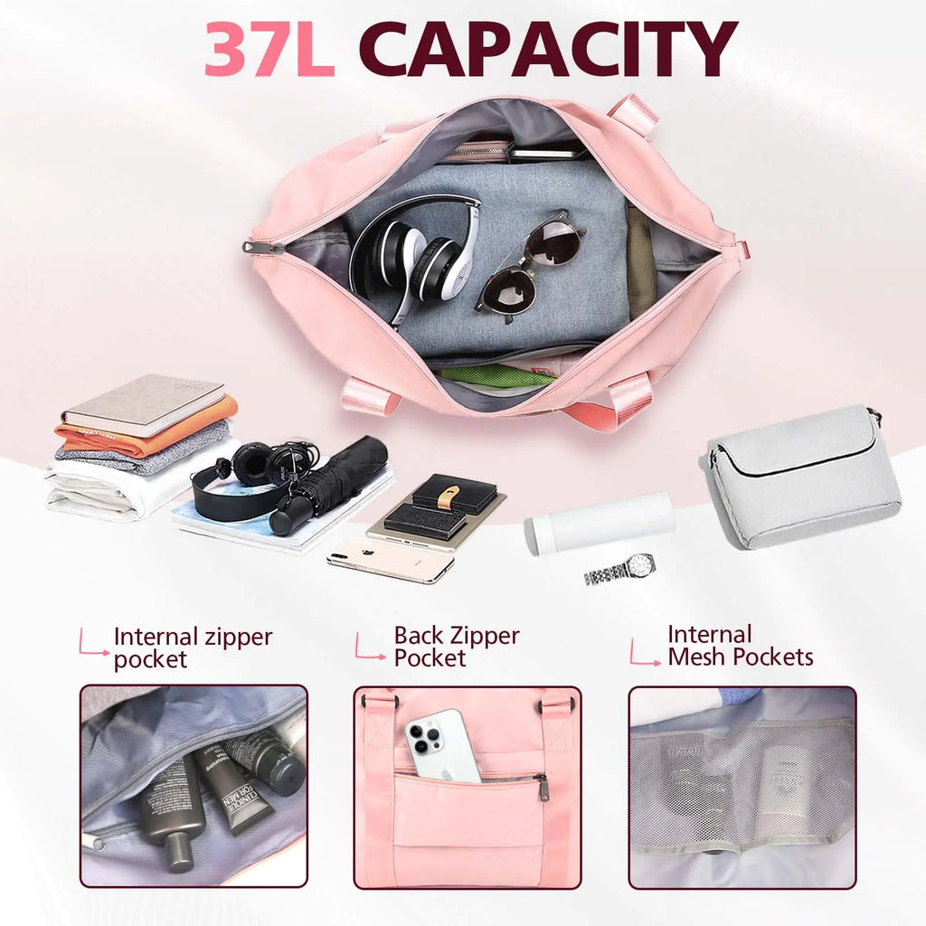 Coral Pink Waterproof Travel Duffle