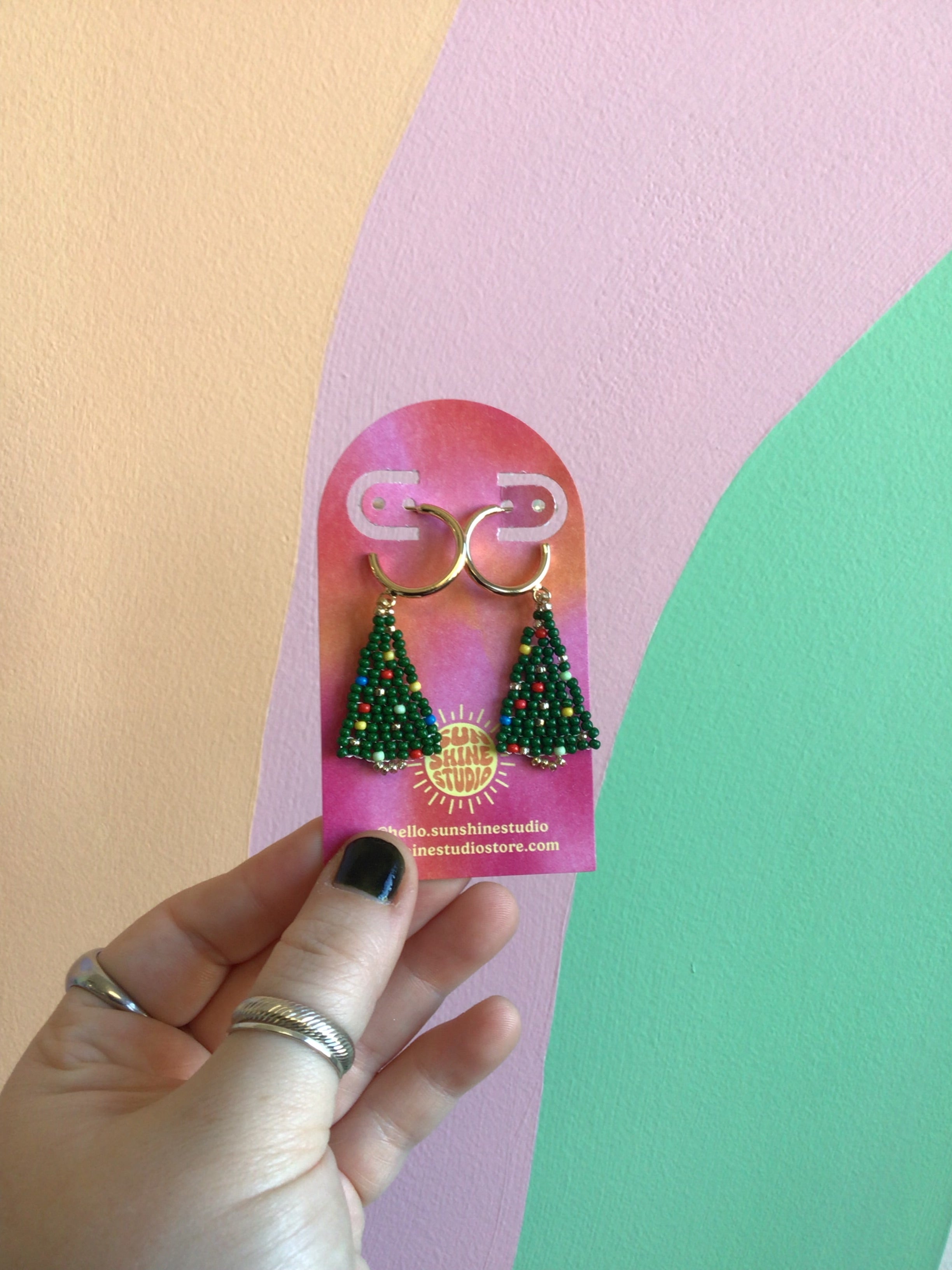 Beaded Christmas Earrings