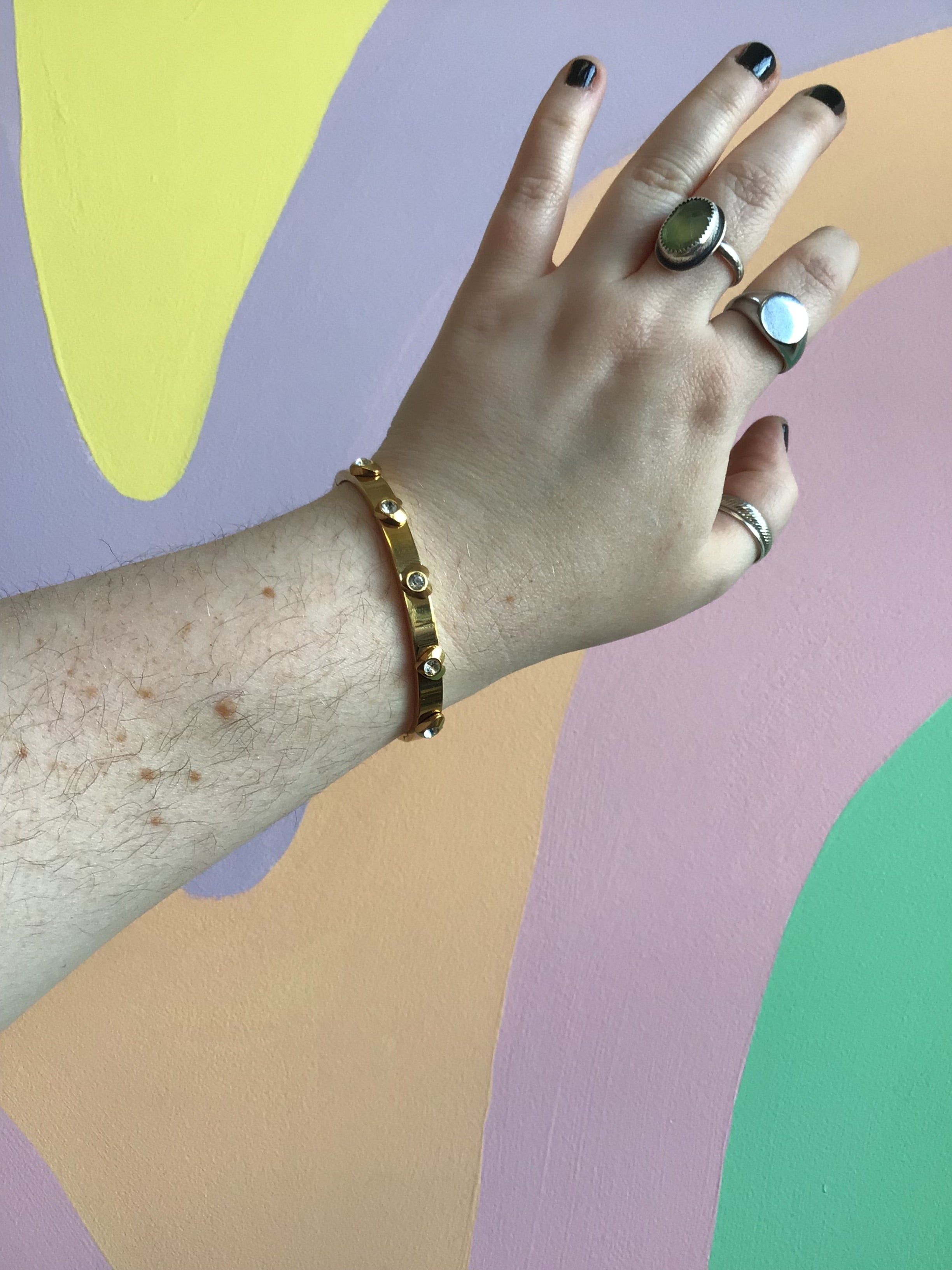 Titanium Heart Studded Bangle