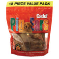 Cadet Natural Pig Ears for Dogs 12 Pack 100% Pork Oven Roasted Dental Chews