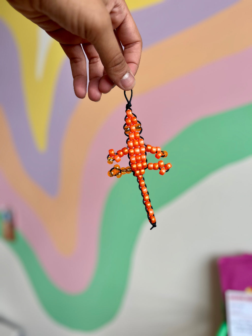 Lizard Beaded Keychain