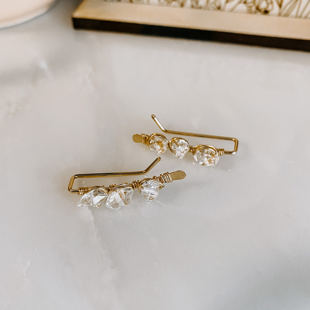 Herkimer Diamond Ear Climbers