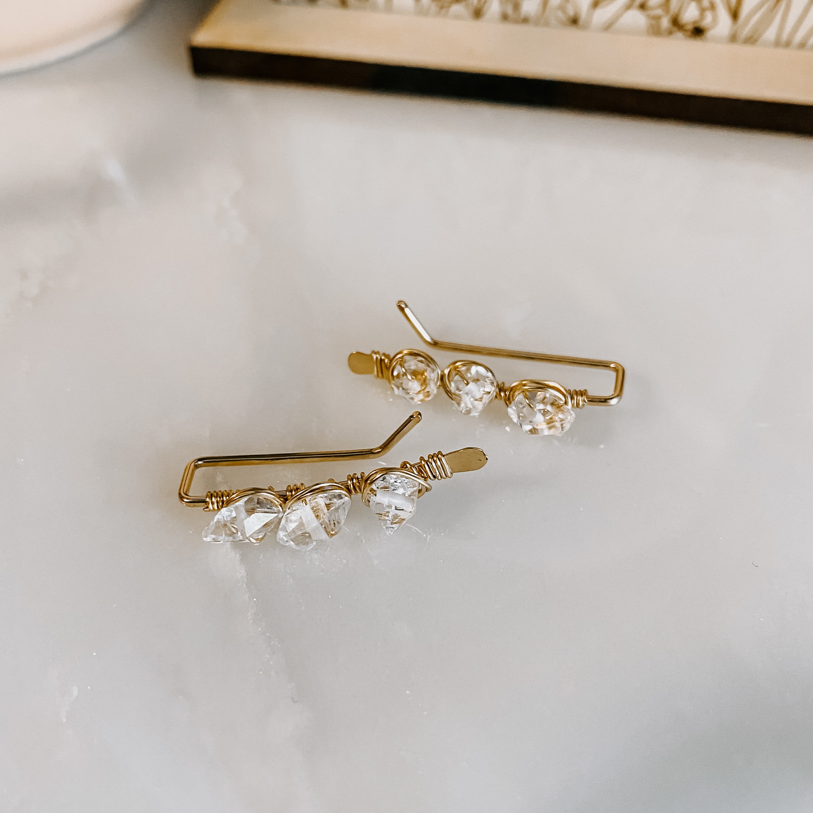 Herkimer Diamond Ear Climbers