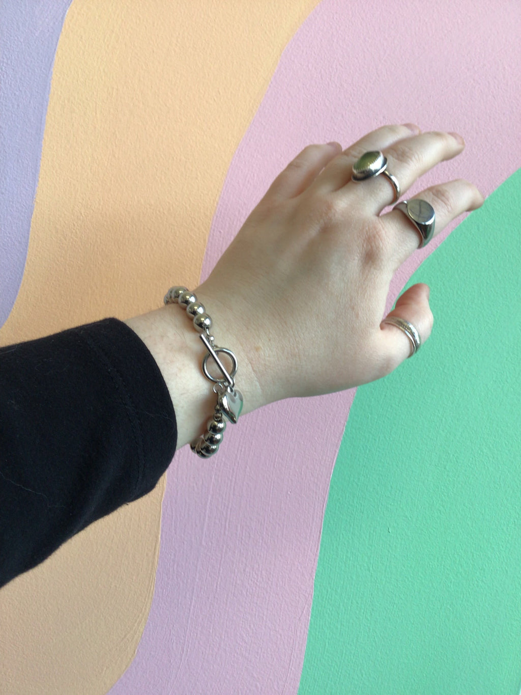 Titanium Toggle Clasp Heart Bracelet