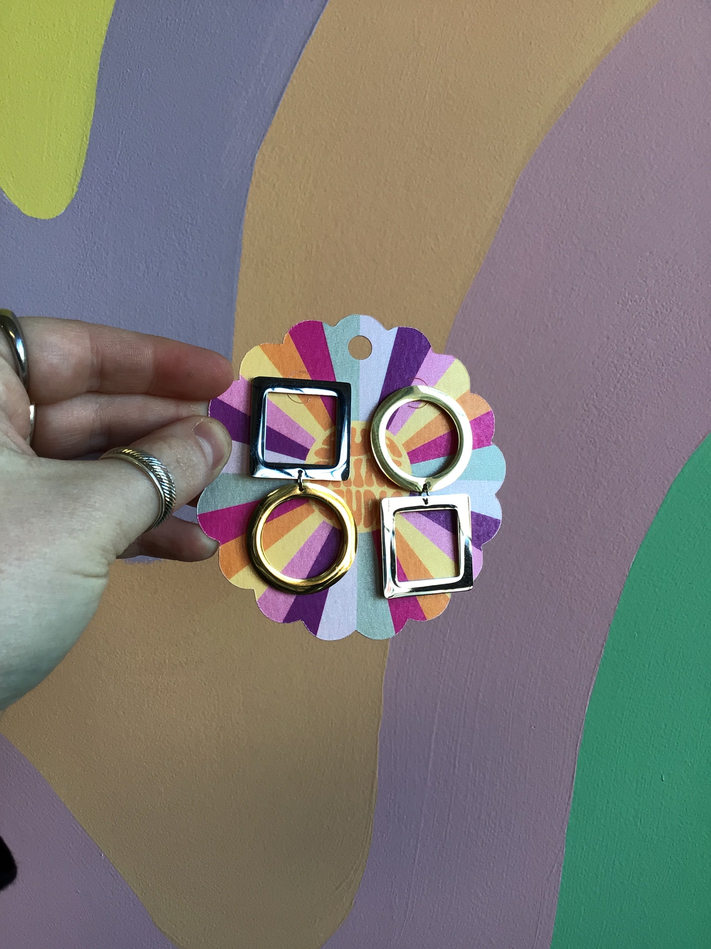 Bold Geometric Titanium Earrings