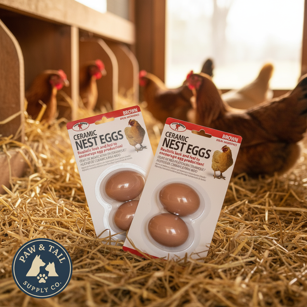 Little Giant Ceramic Nest Eggs 2 Pack 4 Count Fake Chicken Coop Eggs, Brown