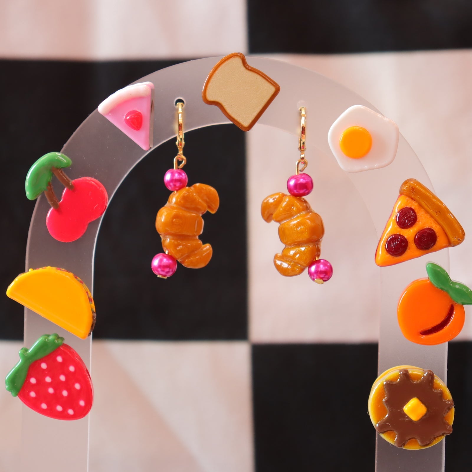 Beaded Croissant Earrings
