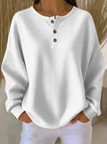 Women's Round Neck Solid Color Pullover Loose Top | Long & Short Sleeve