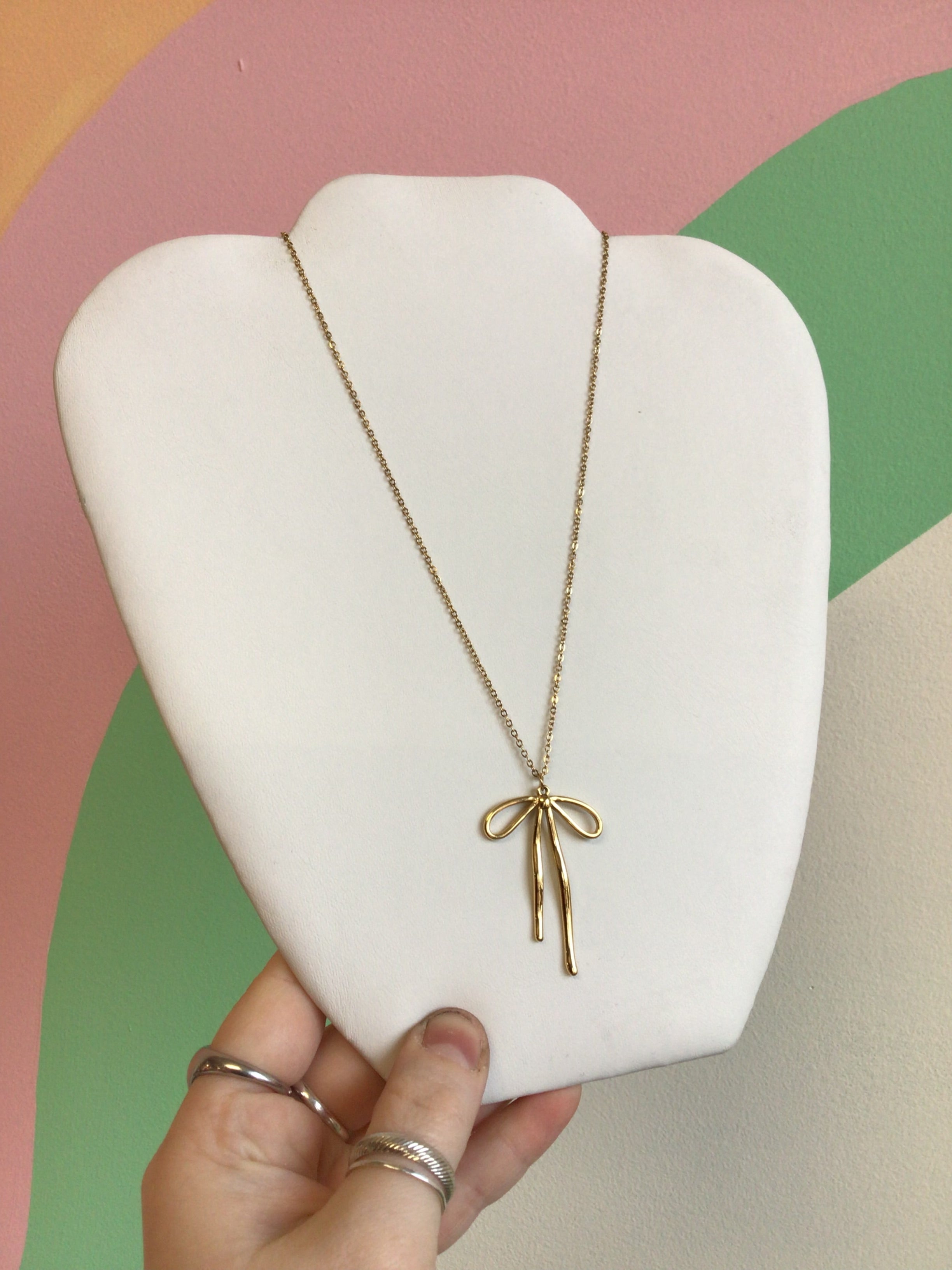 Sophisticated Titanium Bow Necklace