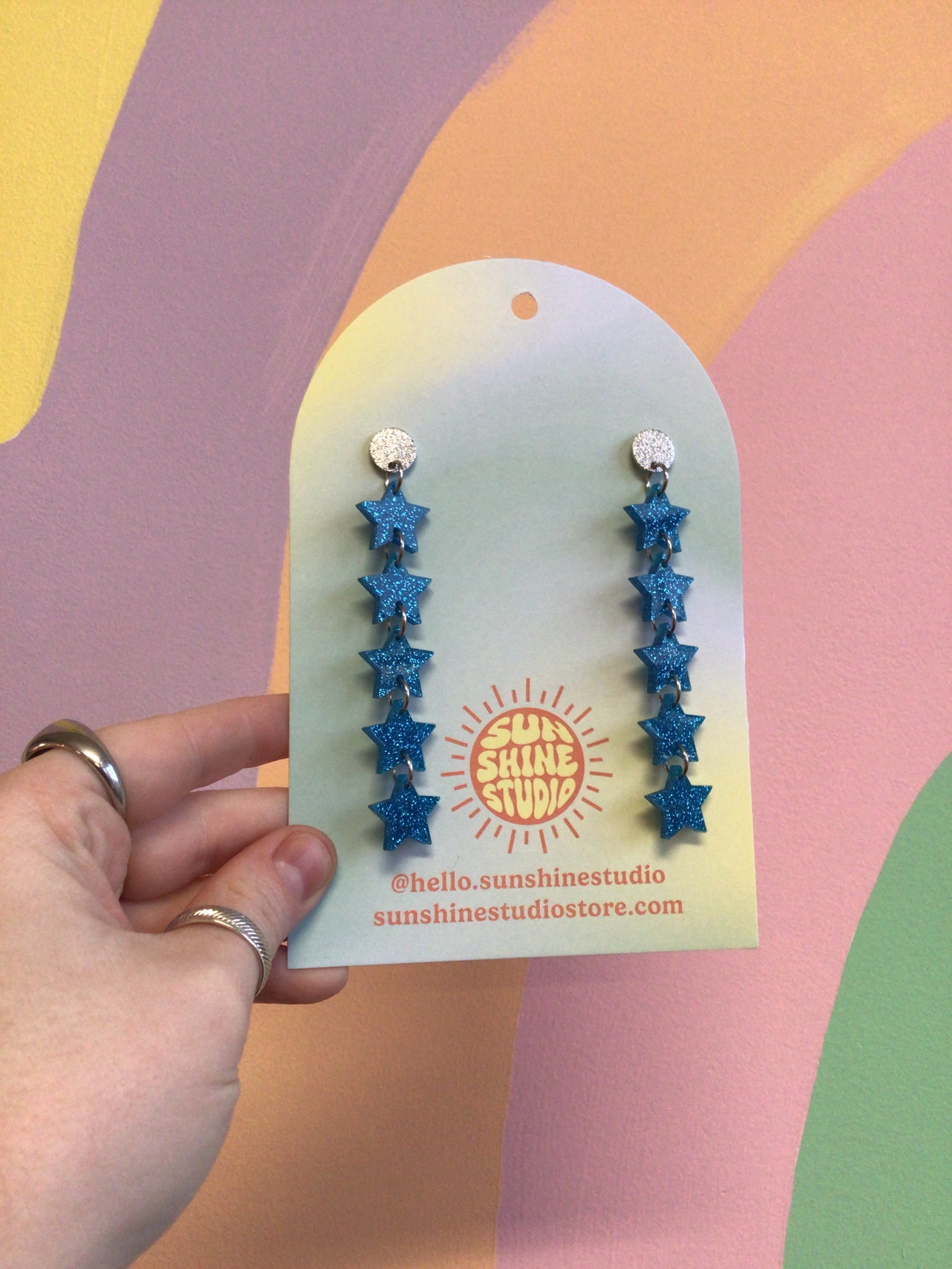 Glimmering Statement Star Earrings