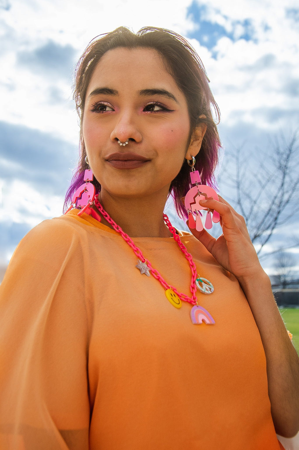 Pink Statement Earrings