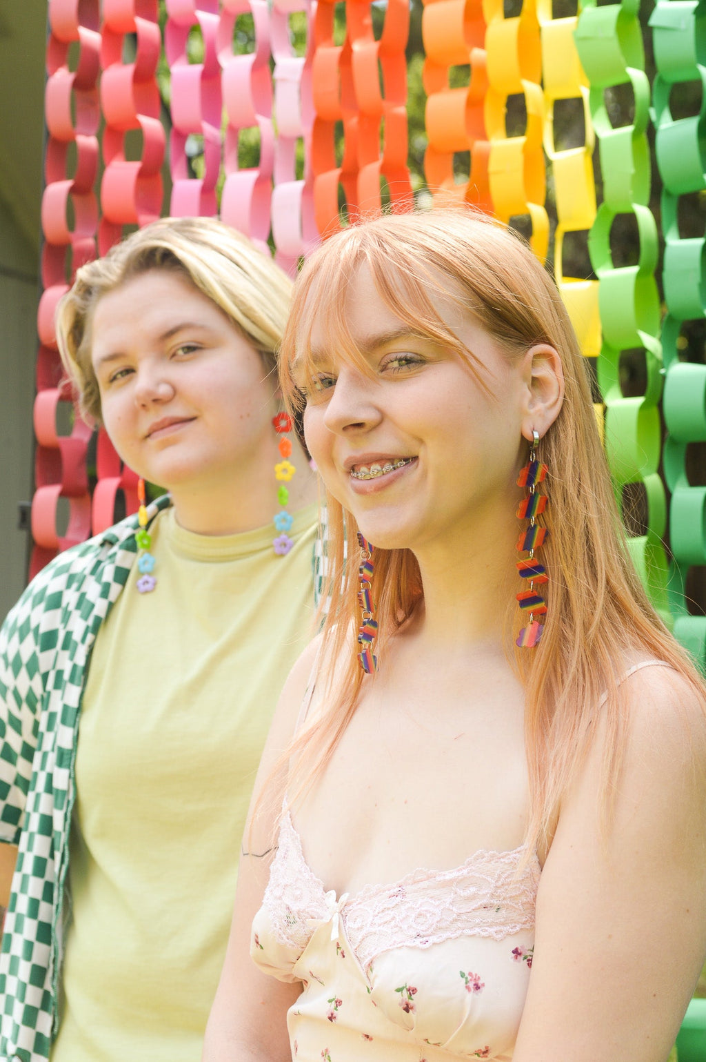 Opaque Flower Rainbow Earrings