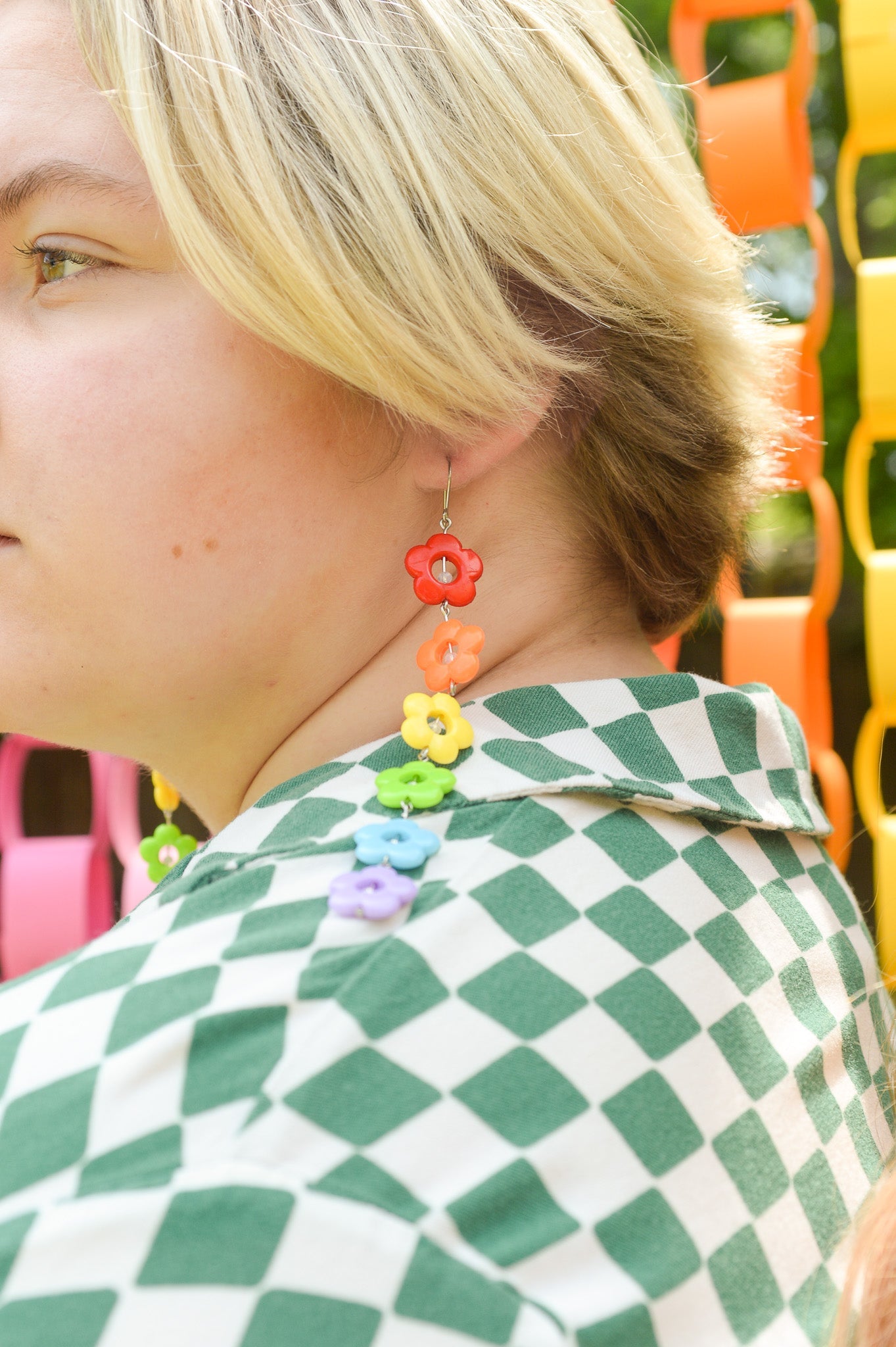 Opaque Flower Rainbow Earrings