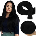 Full Shine Tape in Virgin Hair Extensions Color 1 Jet Black Tape in Hair Extensions 16 Inch Virgin Hair Extensions Tape in 20Pcs 50Grams Invisible Tape in Hair Extensions Human Hair for Women
